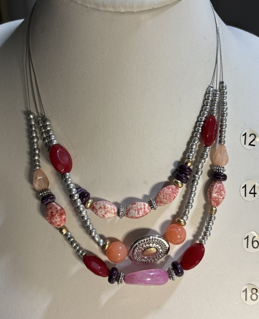 Chicos Beaded Multicolored NWT Triple Strand Necklace MSRP 34.95